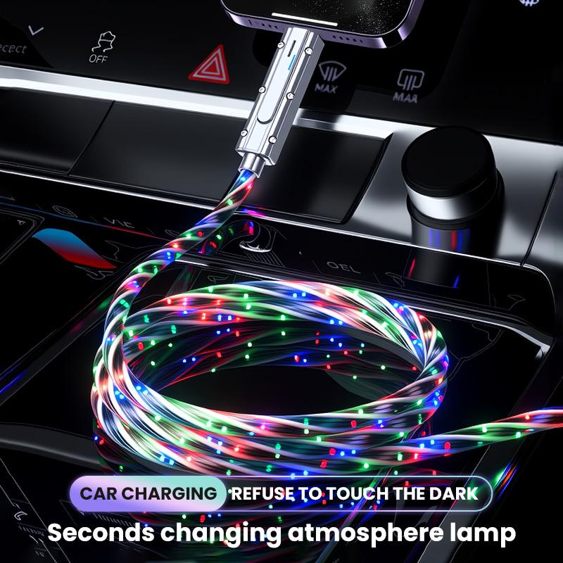 4-In-1 Data Cable Set with 1-to-4 Fast Charging Capability and Universal Car Adapter for Type-C, Apple, Huawei, and Android Devices